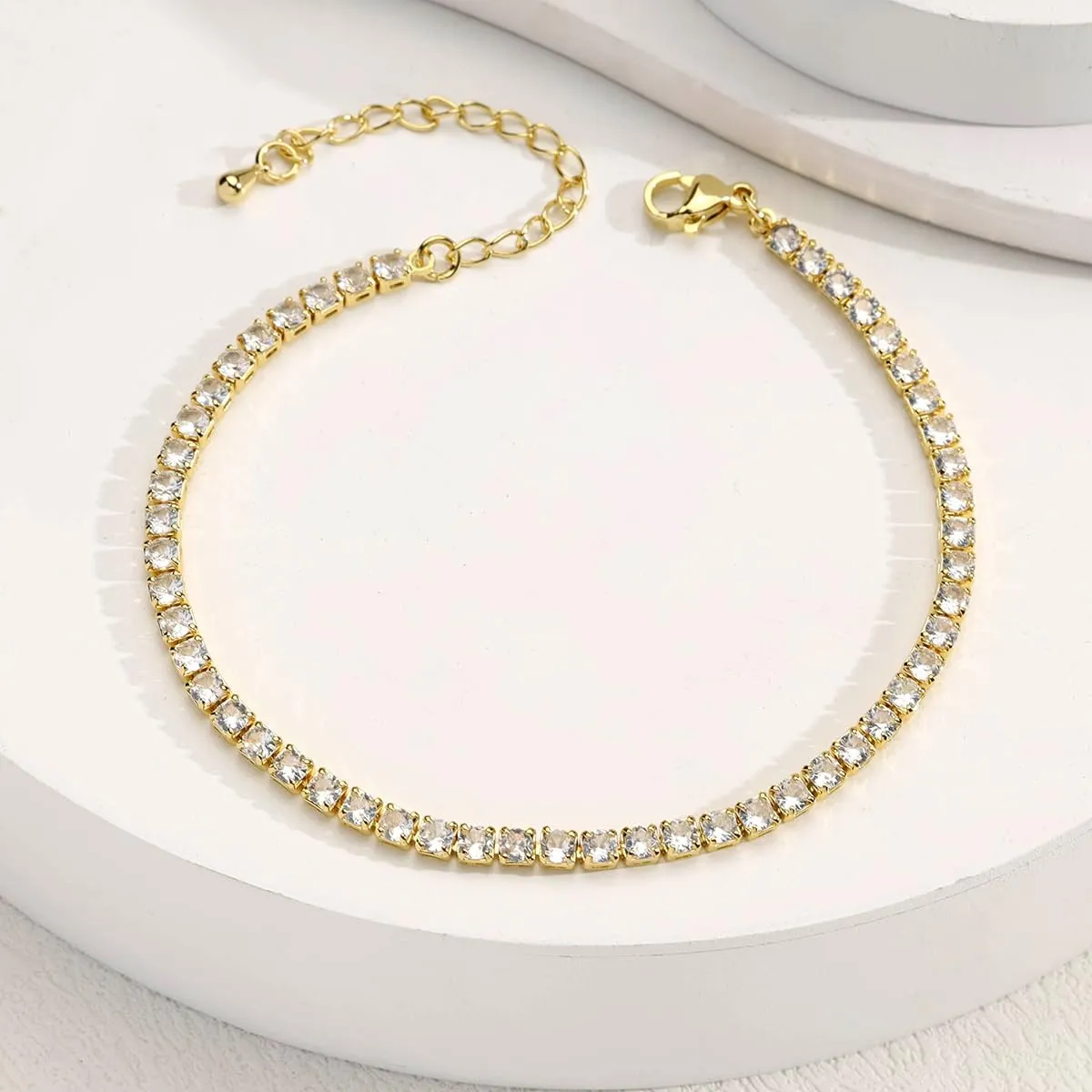 14K Gold Anklets for Women Waterproof Rhinestone Ankle Bracelet Layered Cuban Link Chain Diamond Anklet Beach Jewelry for Women