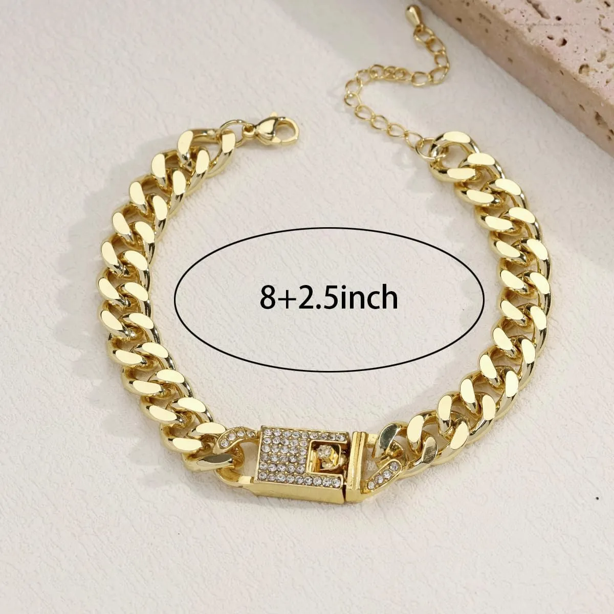 14K Gold Anklets for Women Waterproof Rhinestone Ankle Bracelet Layered Cuban Link Chain Diamond Anklet Beach Jewelry for Women