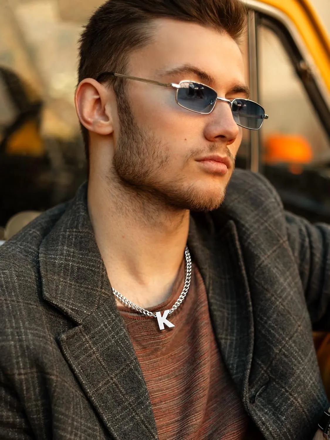 18 2 Inch Initial Letter Pendant Necklace for Men Women, 18K Gold Plated Stainless Steel Capital A-Z Alphabet Name Necklaces 4.5mm Cuban Link Chain with Initial - Send Gift Box