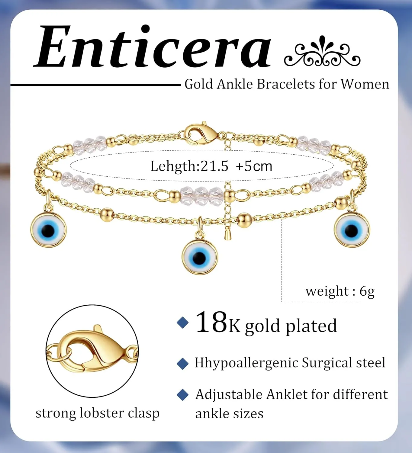 18K Gold Ankle Bracelets for Women Stainless Steel Hypoallergenic Anklets Waterproof Cuban Link Heart Cross CZ Cuban Link Anklets StyleC