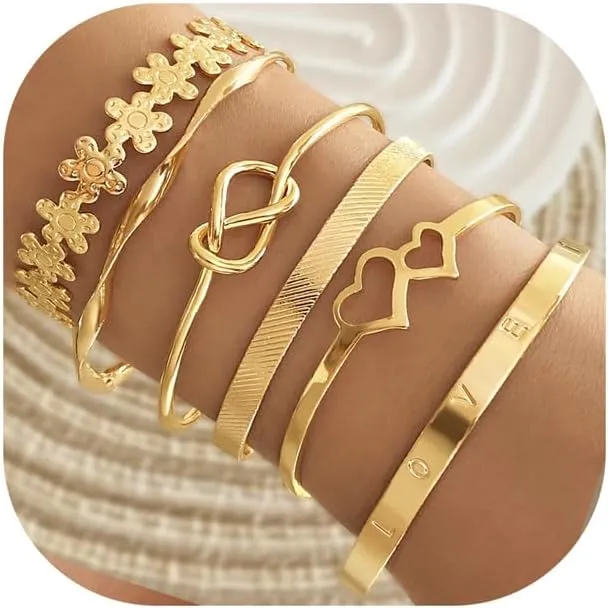 19Pcs Gold Bangle Bracelets Set for Women Boho Multi Layer Stack Textured Bracelets Indian Chunky Bangle Bracelet for Women Teen