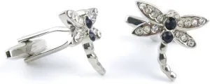 2 pairs Links Classic Cloth Wedding Bouton Mens Cufflinks DHYH2 Silver White Dragonfly Crystal