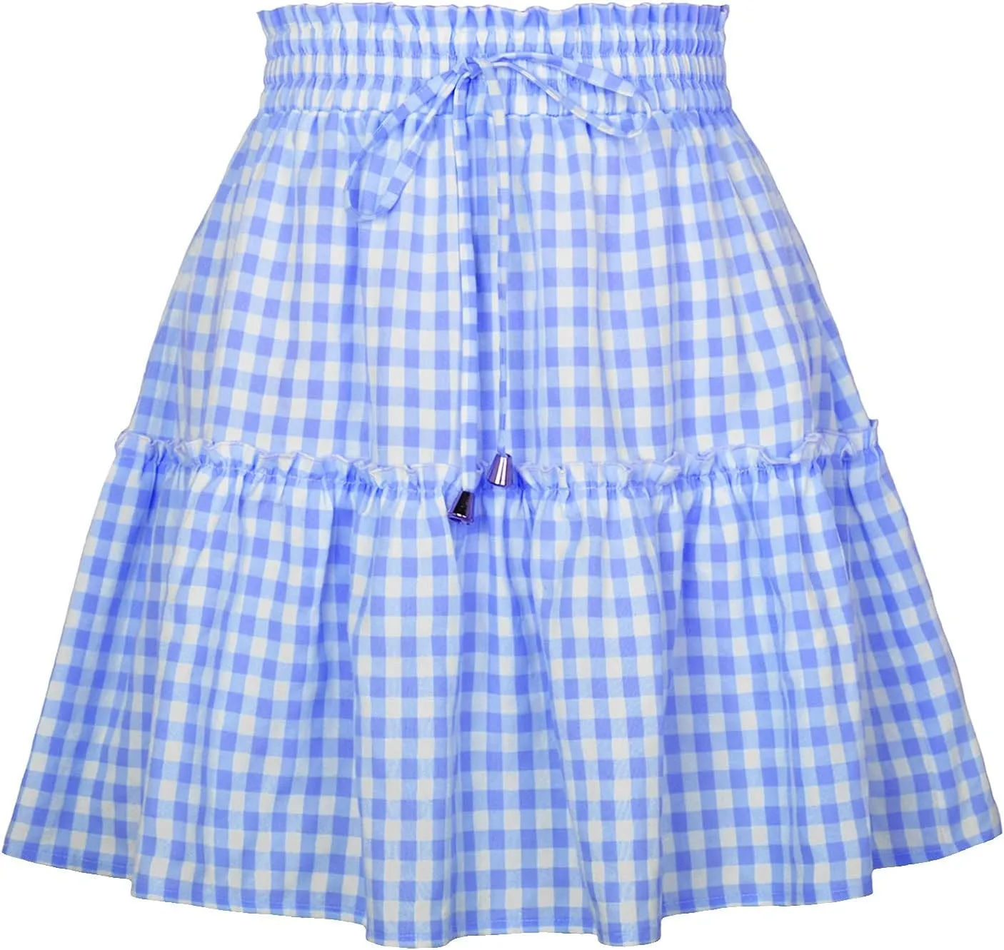 2023 Women's Drape Plaid Print Skirt High Waist Elastic Retro Plaid Short Skirt Midi Pleated Skirt