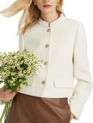 2025 Classic Tweed Blazers for Women Long Sleeve Cropped Casual Work Suit Jacket Work Blazer