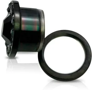 2PCS 316L Surgical Steel PVD Black Screw Fit Plugs CZ Black Cubic Zirconia Centered Tunnels Expander Ear Gauges Piercing Jewelry 3.5mm-16mm