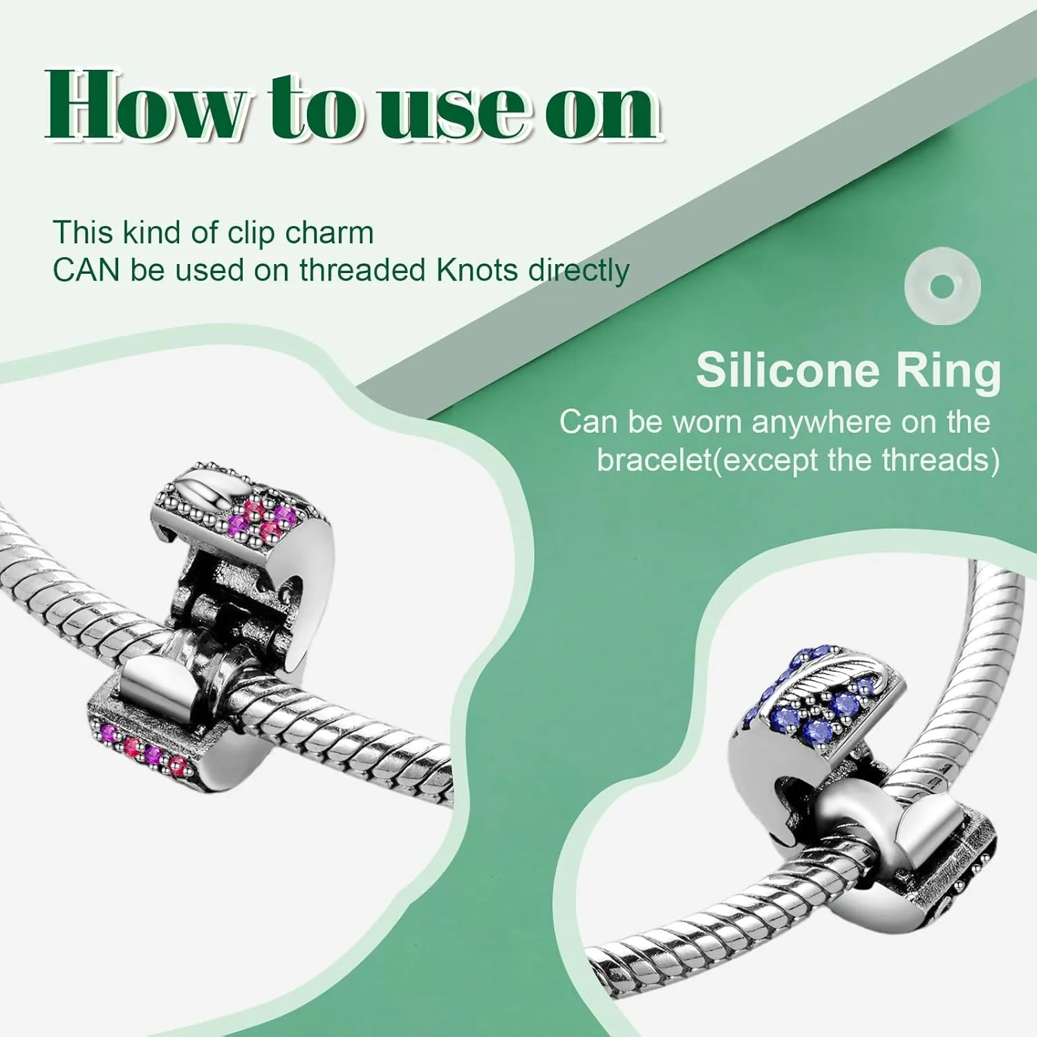 2Pcs Clip Charms for Bracelets 925 Sterling Silver with Cubic Zirconia Shell Pink Pav?? Family Always Stopper Birthday Christmas Jewelry Gifts for Women