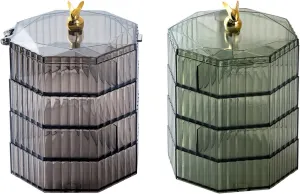 2PCS Jewelry Organizer with Handle, 4-Layer Acrylic Jewelry Box, Clear Jewelry Boxes for Women Girls, Make up Earring Organizer, Jewelry Storage Holder