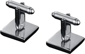 2Pcs Mens Cufflinks for Formal Business Wedding Shirt Studs Square Black Silver Cuff Links Fashionable Sleeve Buttons, Silver Black, 0.63x0.63in