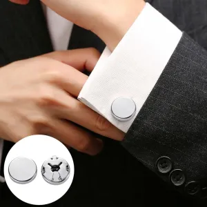 2xClassical Mens Round Cufflinks Jewelry Cuff Links Elegant Party Suit Silver