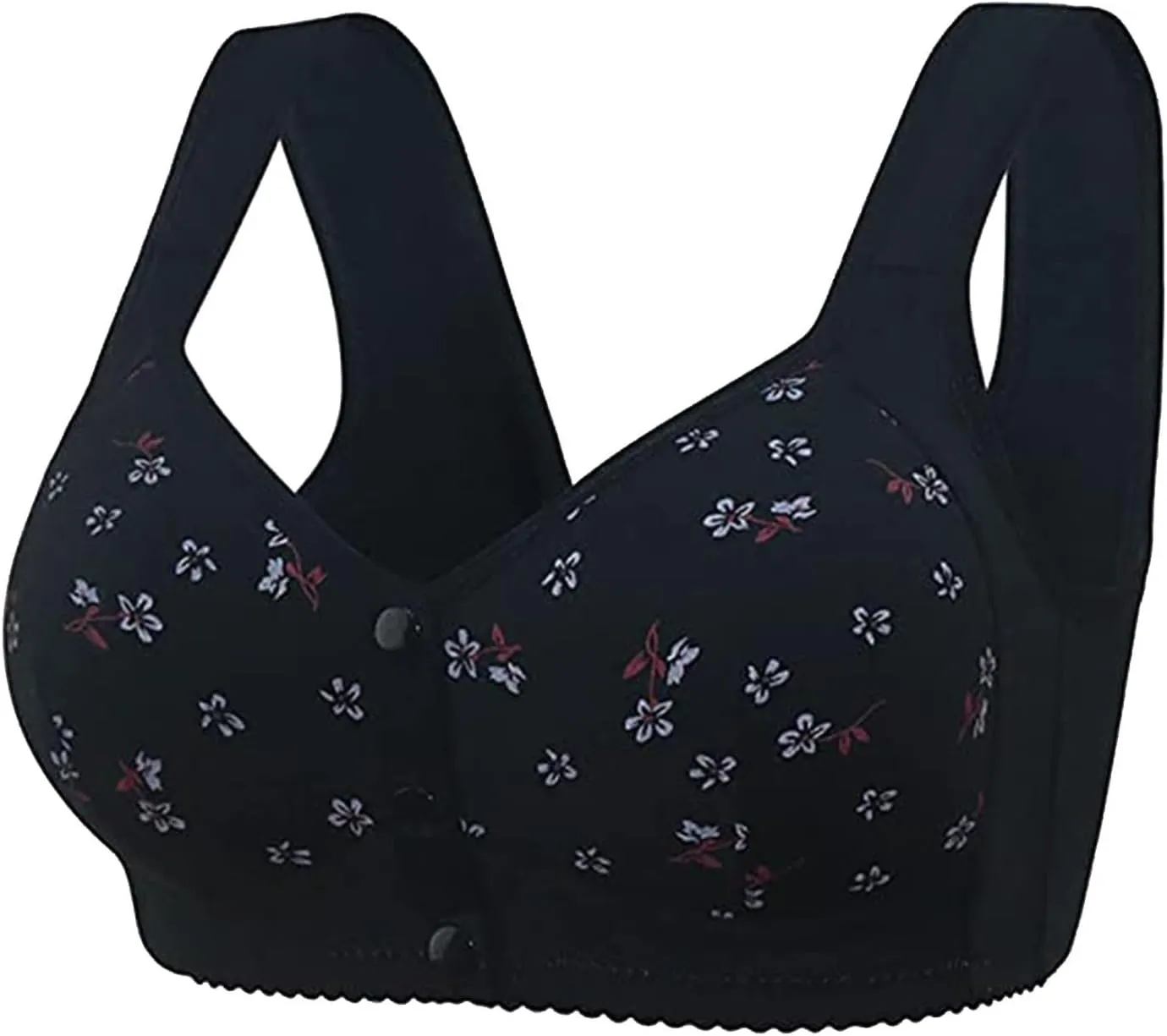 3 Pack Daisy Bra, Everyday Cozy Bras, Everyday Cotton Front Button Snap Bras Lace Unpadded Plunge Floral Easy Close Bras
