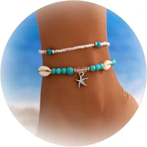 3 Pcs Shell Anklets Bracelets for Women Summer Sea Shell Starfish Ankle Bracelet Set Adjustable Handmade Boho Beaded Anklets Beach Surfer Foot Jewelry Accessories