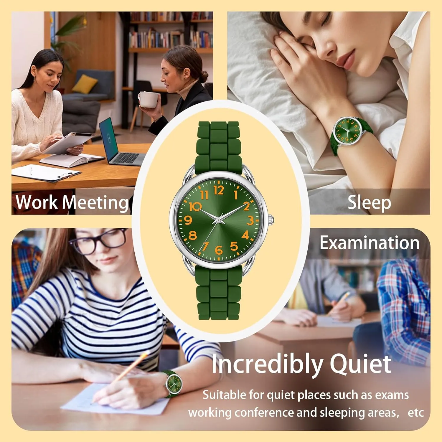 36MM Women's Watch - Comfortable Silicone Band, 3ATM Water Resistant, Scratch Resistant, Accurate Japanese Quartz - Stylish & Reliable,Women's Wrists Large Face Watch Easy to Read