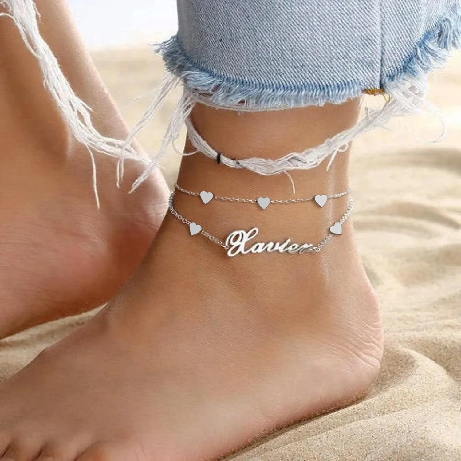 3UMeter Personalized Bracelet 925 Sterling Silver Custom Ankle Bracelet Name Anklets for Women Girls Customized Jewelry Gift