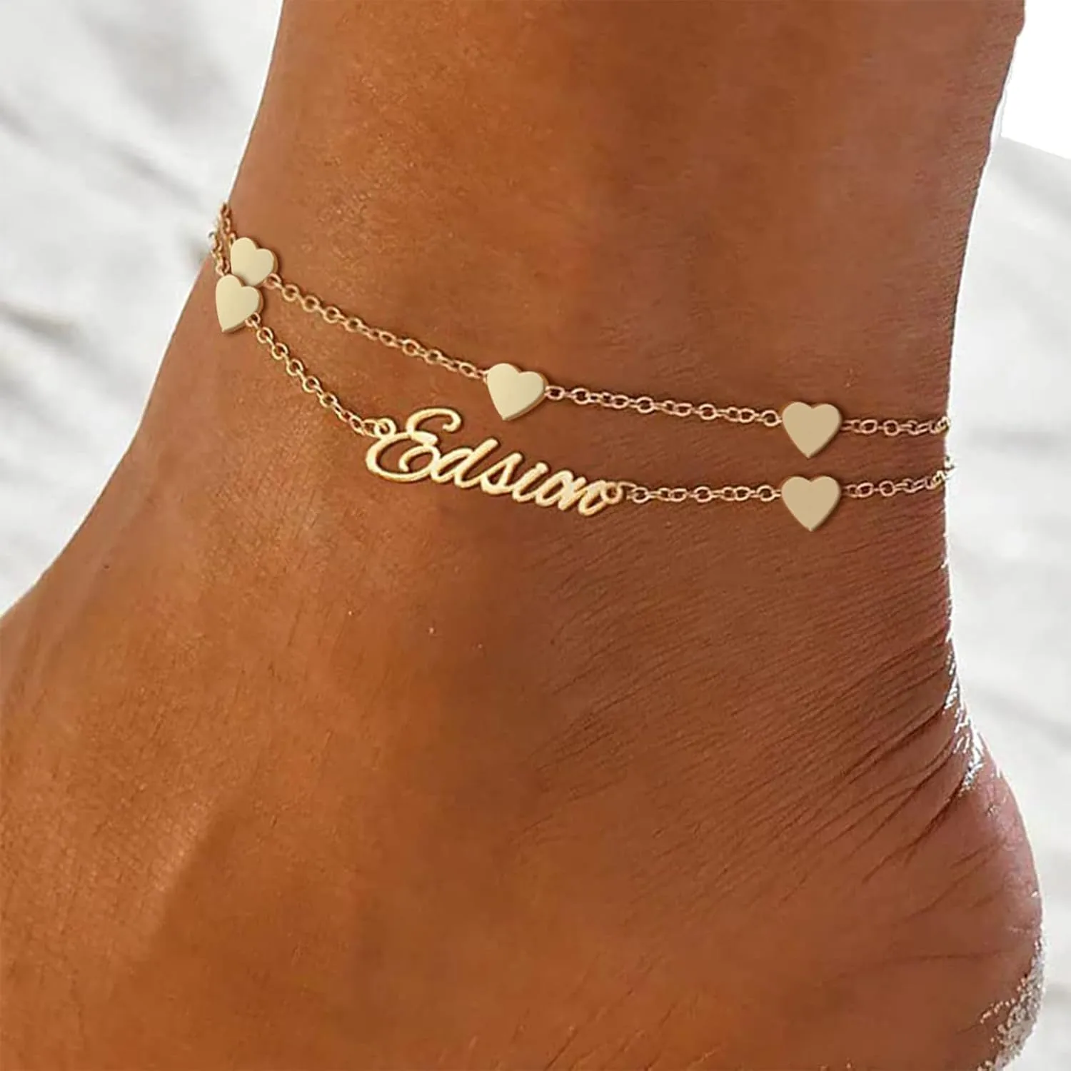 3UMeter Personalized Bracelet 925 Sterling Silver Custom Ankle Bracelet Name Anklets for Women Girls Customized Jewelry Gift