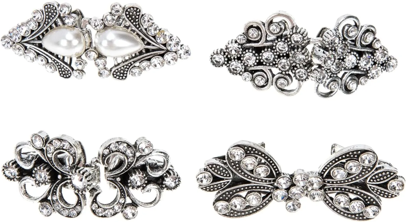 4pcs Sweater Shawl Clip Vintage Clothes Brooch Retro Dress Flower Dress for Women Cardigan Flower Clip