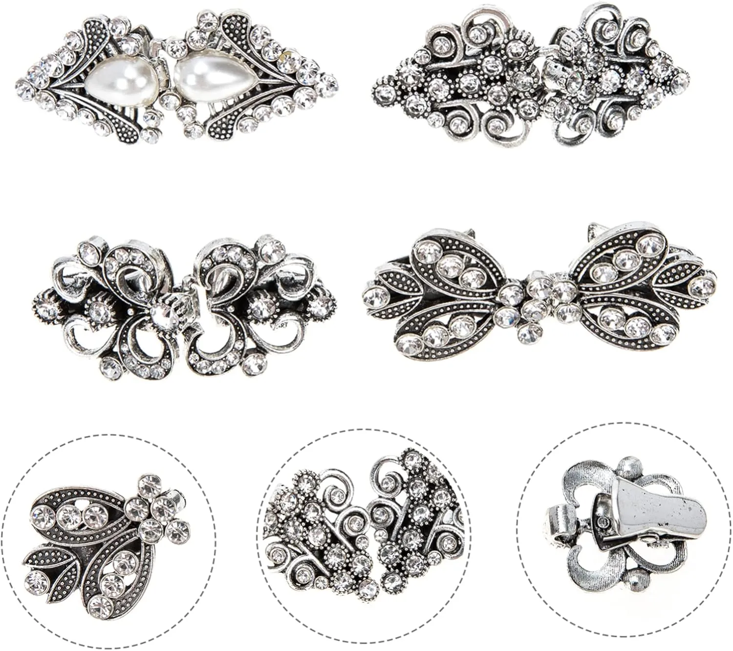 4pcs Sweater Shawl Clip Vintage Clothes Brooch Retro Dress Flower Dress for Women Cardigan Flower Clip