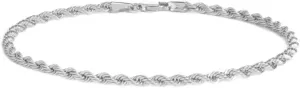 925 Sterling Silver Anklets For Women, Ankle Bracelets for Women, Basic Chain Link Anklets For Women, Rope Chain, Curb Chain Anklet, Figaro Chain