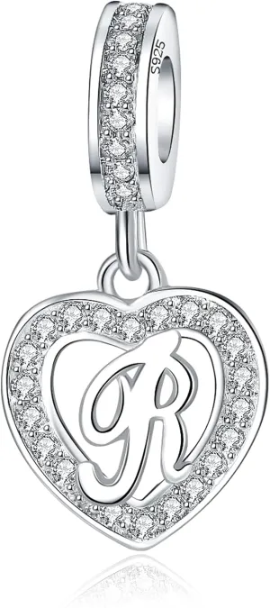 925 Sterling Silver Letter Charms A~Z Alphabet Charm Letter Beads fit Pandora European Bracelets fit Wife Mom Christmas Birthday Gift