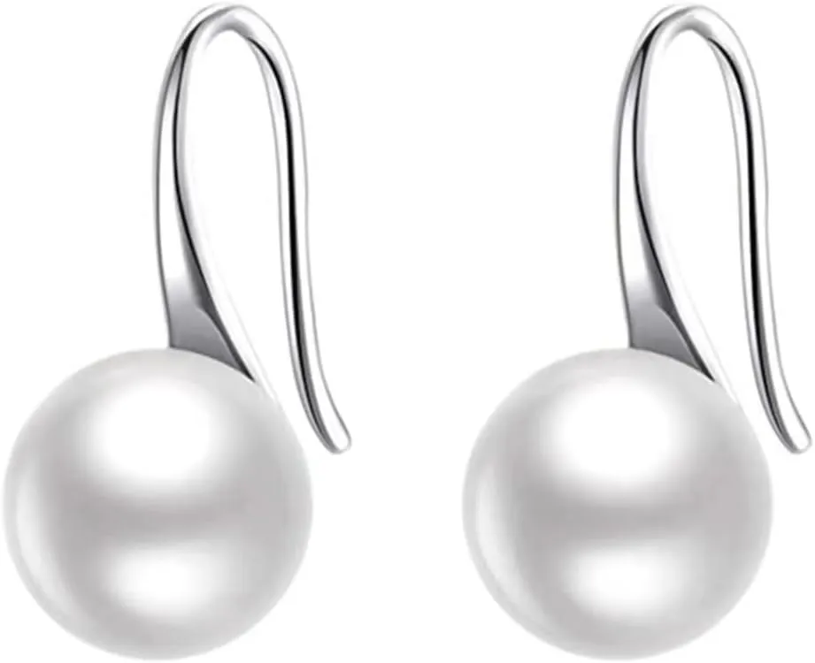 925 Sterling Silver Pearl Dangle Earrings for Women Drop Hook Vintage Earrings Jewelry Birthday Gifts