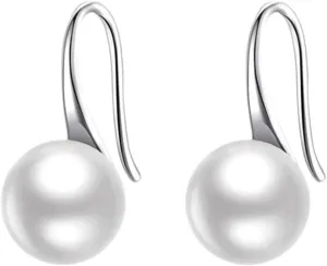 925 Sterling Silver Pearl Dangle Earrings for Women Drop Hook Vintage Earrings Jewelry Birthday Gifts