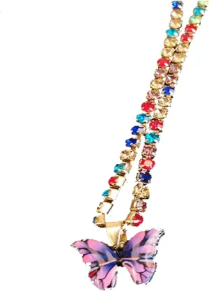 Aktully Butterfly Anklet Bracelet for Women Girls Rhinestone Butterfly Anklets Crystal Tennis Chain Anklets for Women Girls Jewelry Gifts.(Color Butterfly Pendant)
