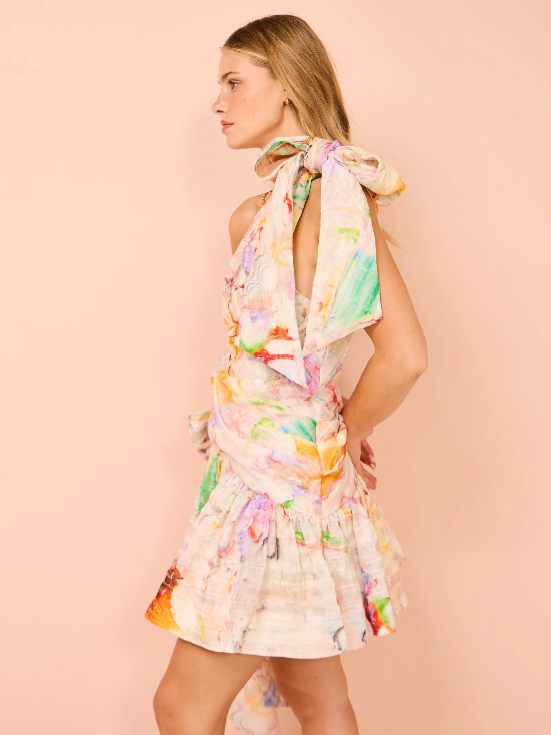 Alemais Daisy One Shoulder Mini Dress in Multi