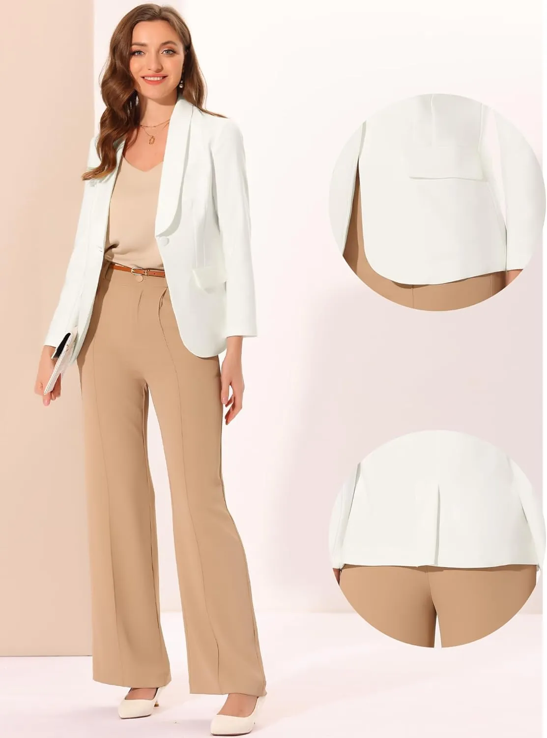 Allegra K Work Blazer for Women's Shawl Lapel Long Sleeve Pockets Office Suit Jacket Blazers