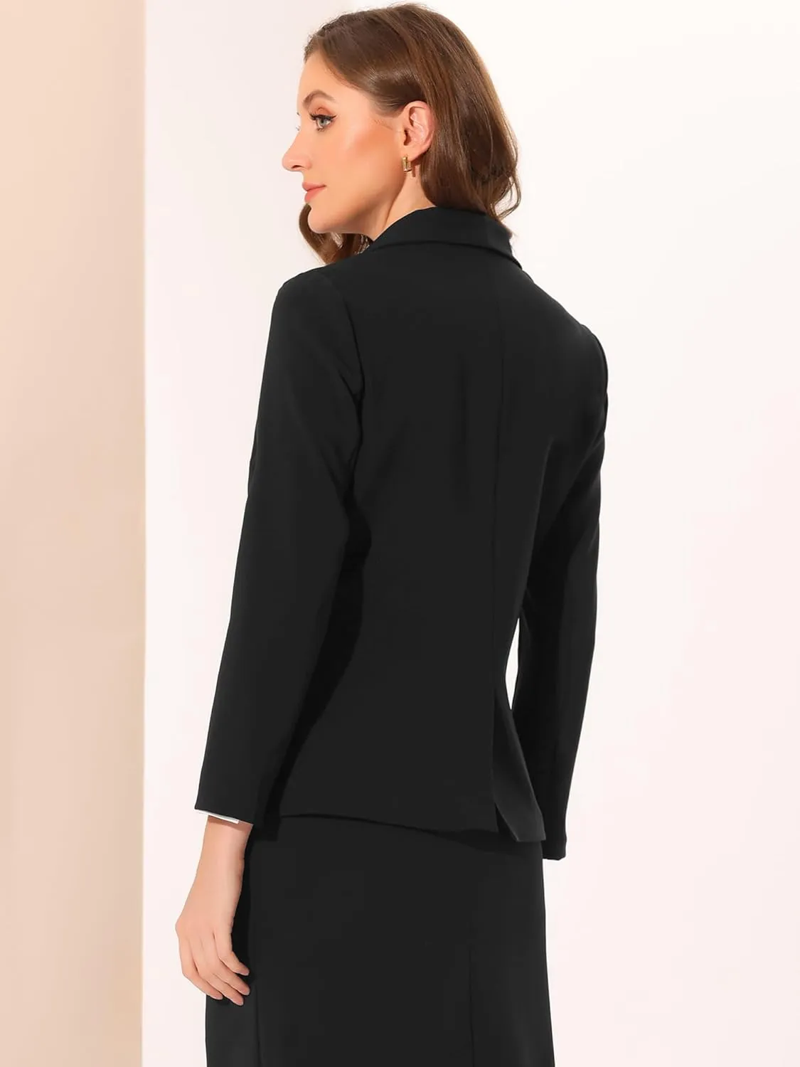 Allegra K Work Blazer for Women's Shawl Lapel Long Sleeve Pockets Office Suit Jacket Blazers