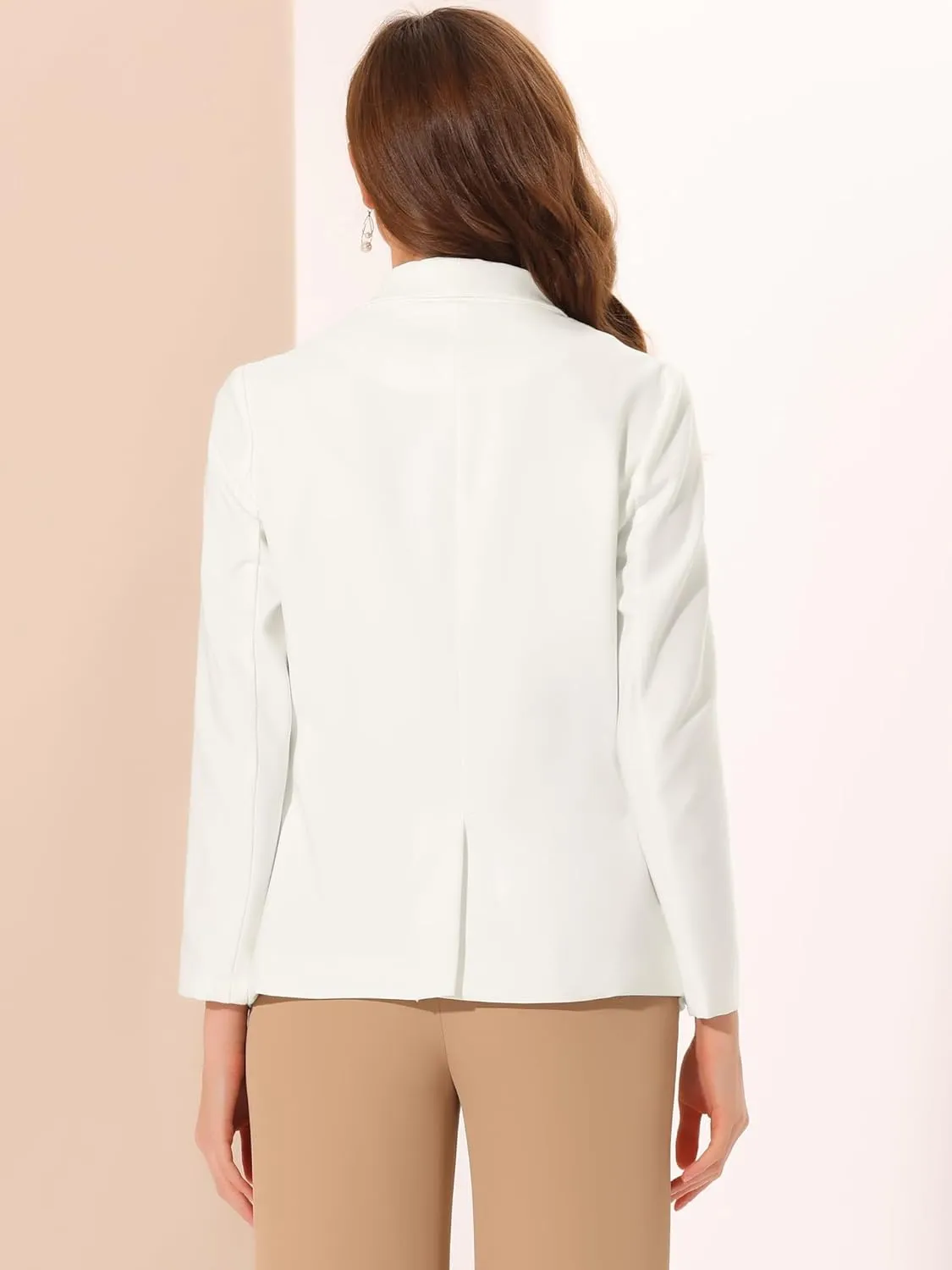 Allegra K Work Blazer for Women's Shawl Lapel Long Sleeve Pockets Office Suit Jacket Blazers