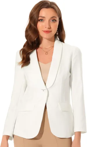 Allegra K Work Blazer for Women's Shawl Lapel Long Sleeve Pockets Office Suit Jacket Blazers