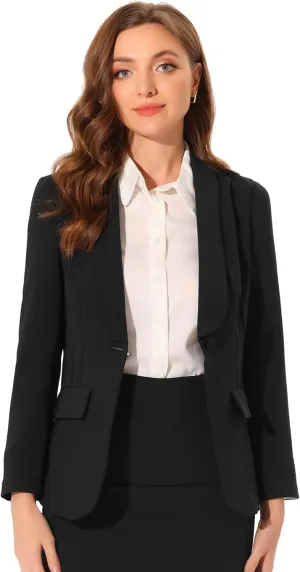 Allegra K Work Blazer for Women's Shawl Lapel Long Sleeve Pockets Office Suit Jacket Blazers