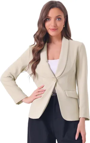 Allegra K Work Blazer for Women's Shawl Lapel Long Sleeve Pockets Office Suit Jacket Blazers