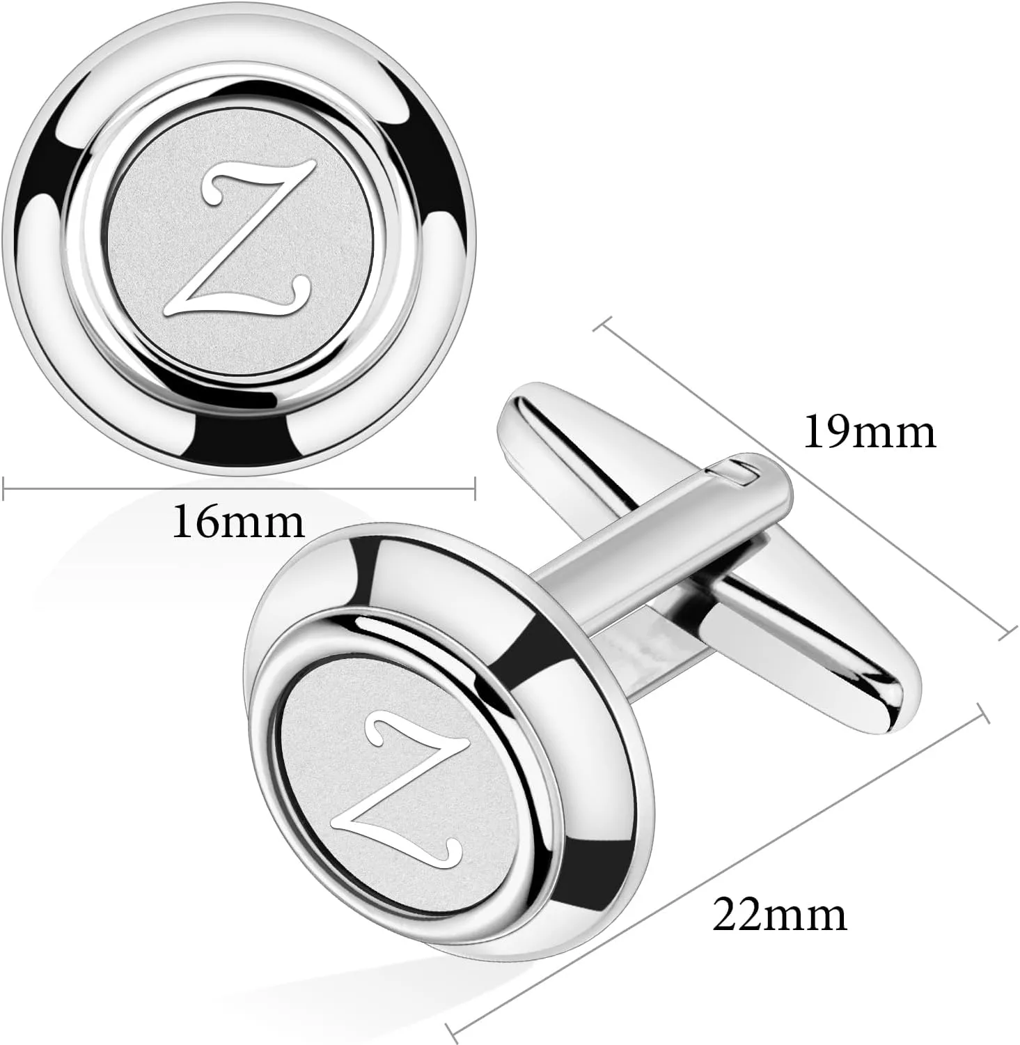 AMITER Mens Cufflinks with Initial A-Z, Classic 26 Letters Cuff Links for Men Business Wedding Shirts - 2 Pairs (Silver   Black)