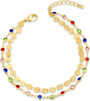 Ankle Bracelets for Women 14K Gold Plated Anklet for Women Gold Layered Shining Anklets Bohe Summer Beach Foot Chain Jewelry