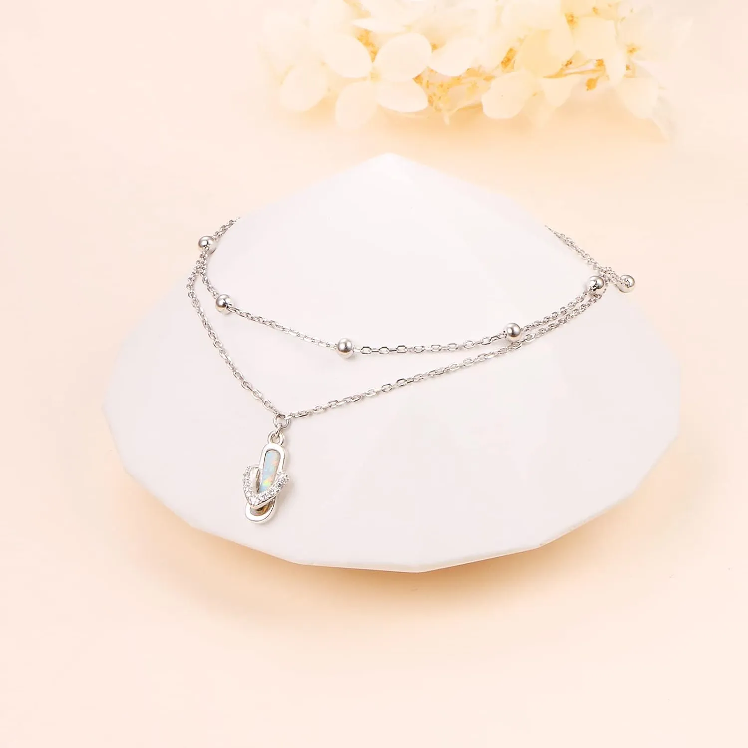 Anklet for Women S925 Sterling Silver Adjustable Foot Ankle Bracelet
