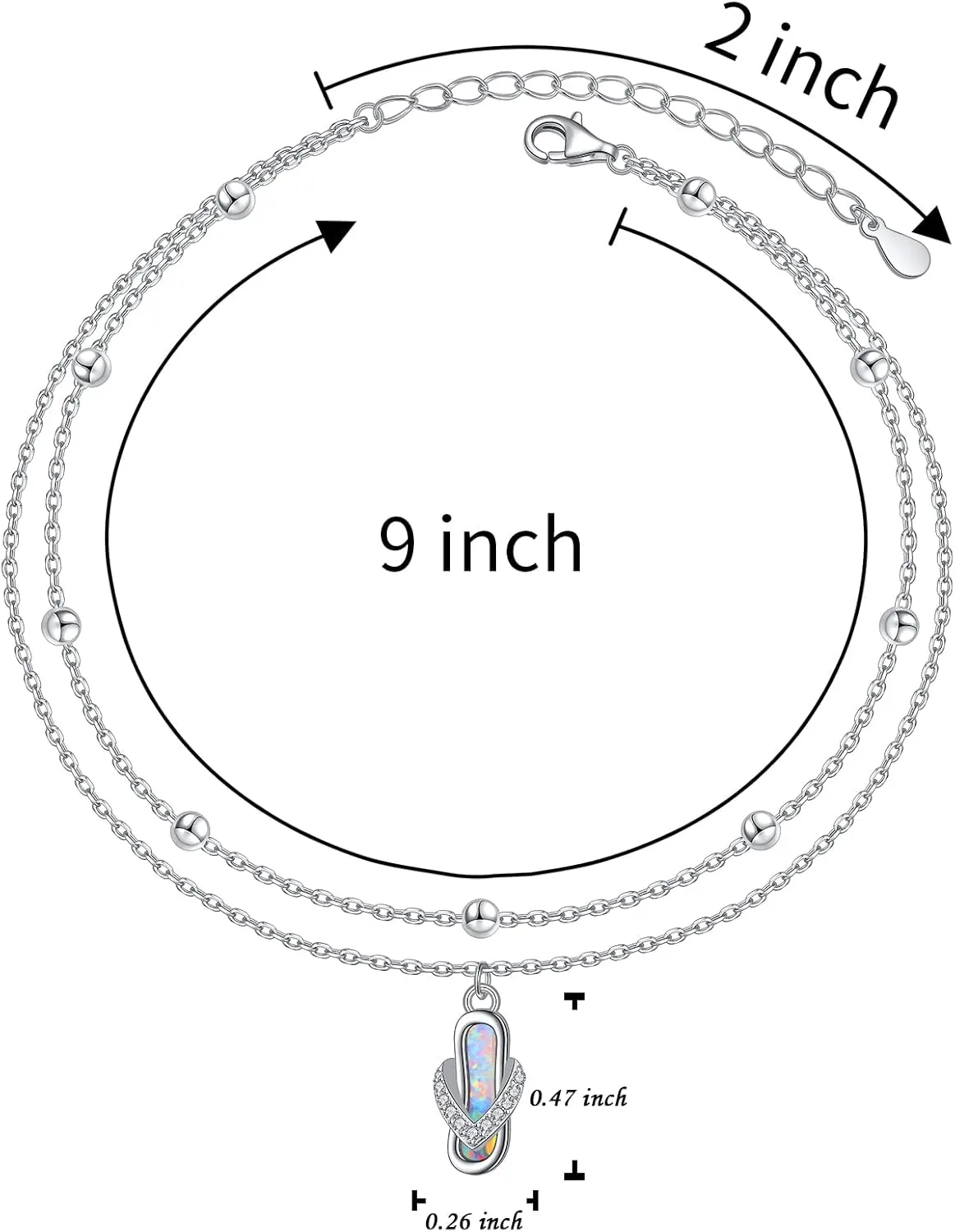Anklet for Women S925 Sterling Silver Adjustable Foot Ankle Bracelet