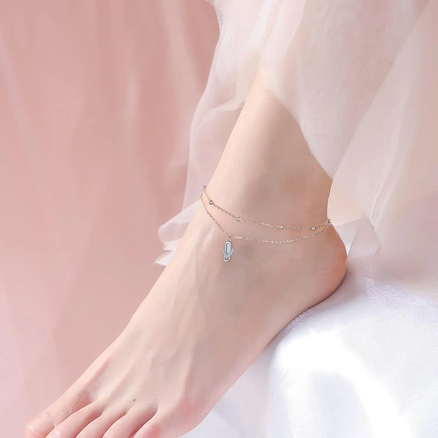 Anklet for Women S925 Sterling Silver Adjustable Foot Ankle Bracelet