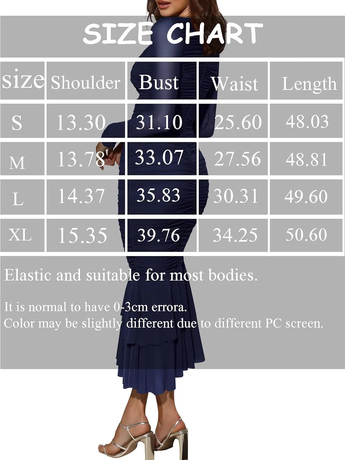 Atizon Elegant Ruched Bodycon Evening Dresses for Women Cocktail Party Formal Maxi Mermaid Dress