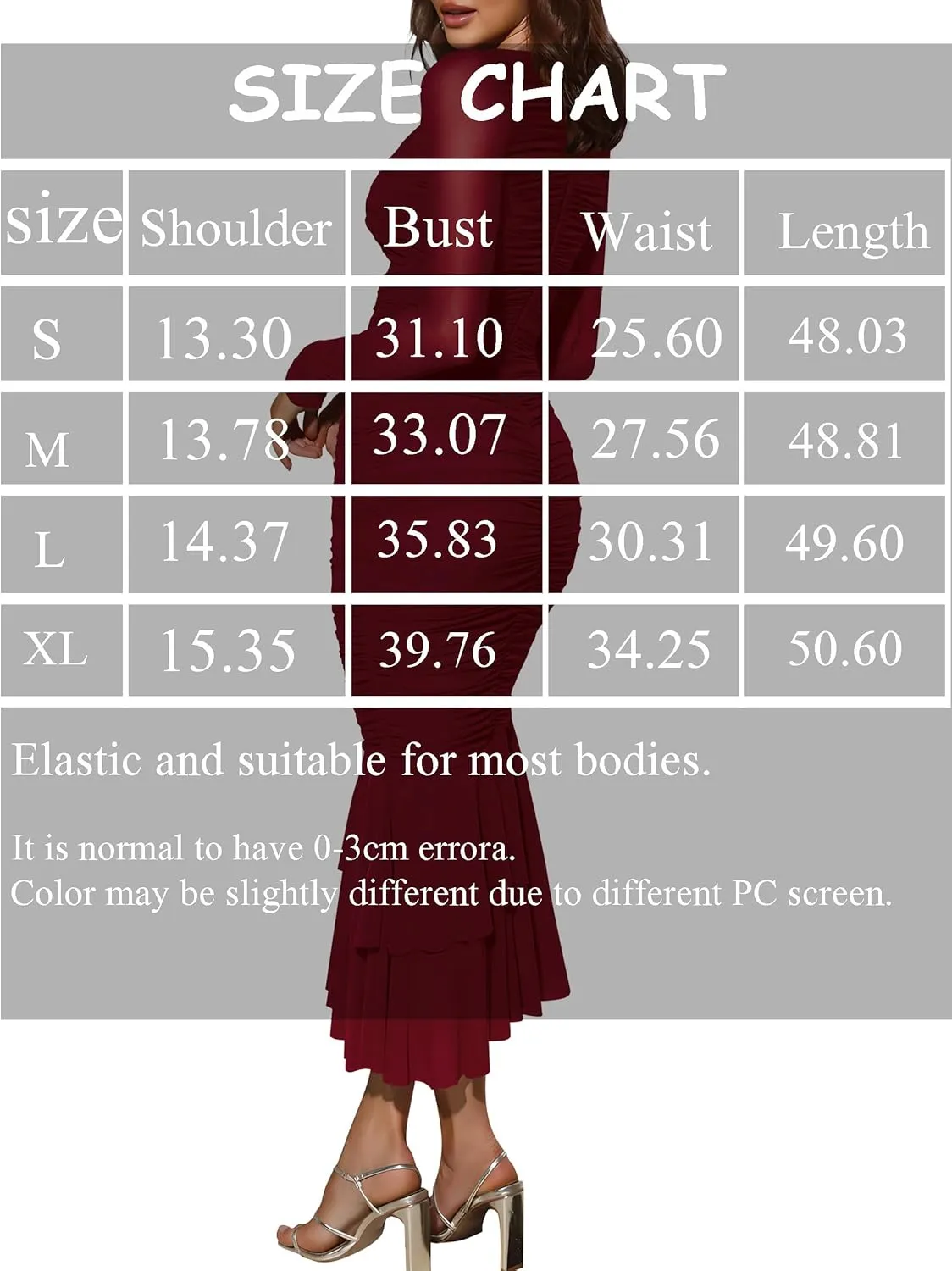 Atizon Elegant Ruched Bodycon Evening Dresses for Women Cocktail Party Formal Maxi Mermaid Dress