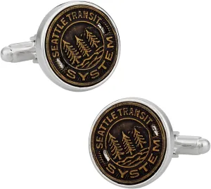 Authentic Seattle Transit Token Cufflinks with Presentation Box