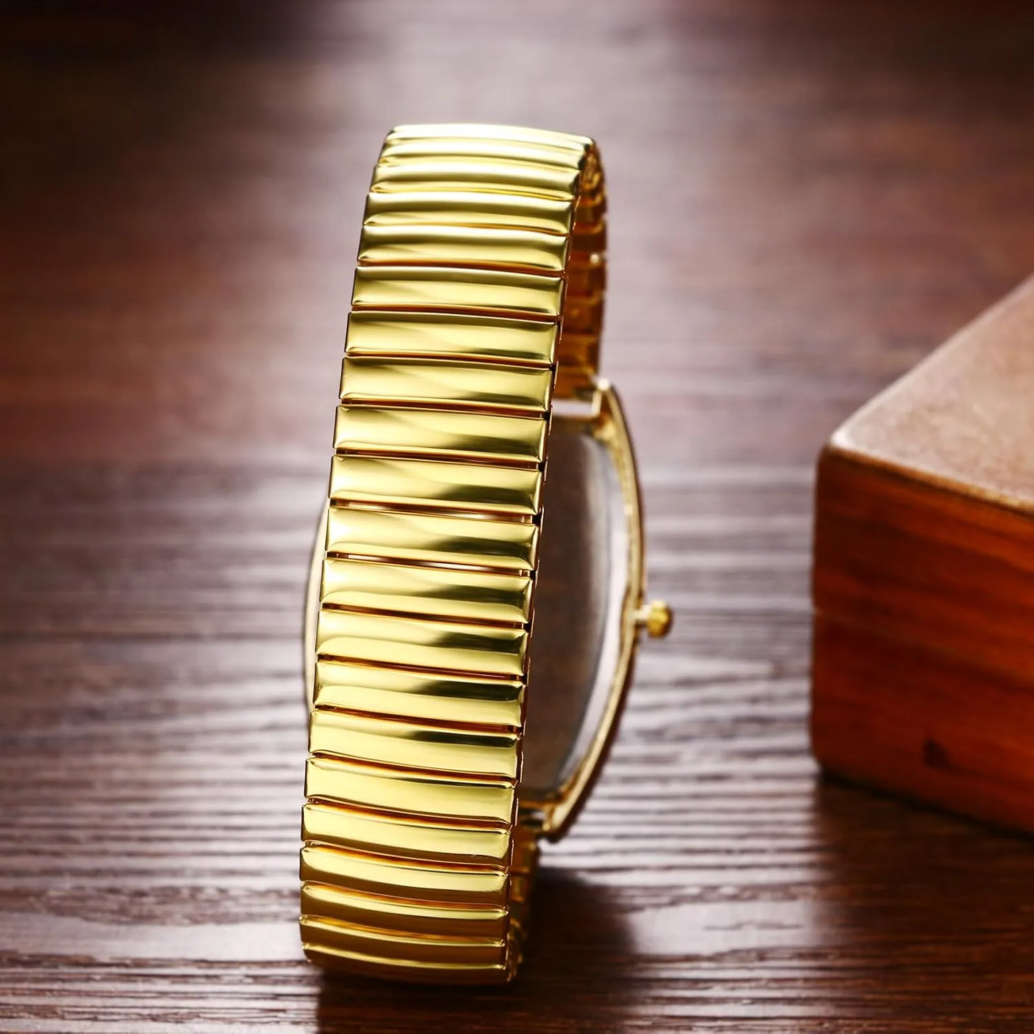 Avaner Elastic Strap Wrist Watches: Stretch Band Gold Silver Easy Reader Bracelet His and Her Bangle Wrist Watches for Men Women