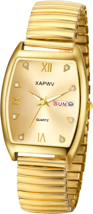 Avaner Elastic Strap Wrist Watches: Stretch Band Gold Silver Easy Reader Bracelet His and Her Bangle Wrist Watches for Men Women