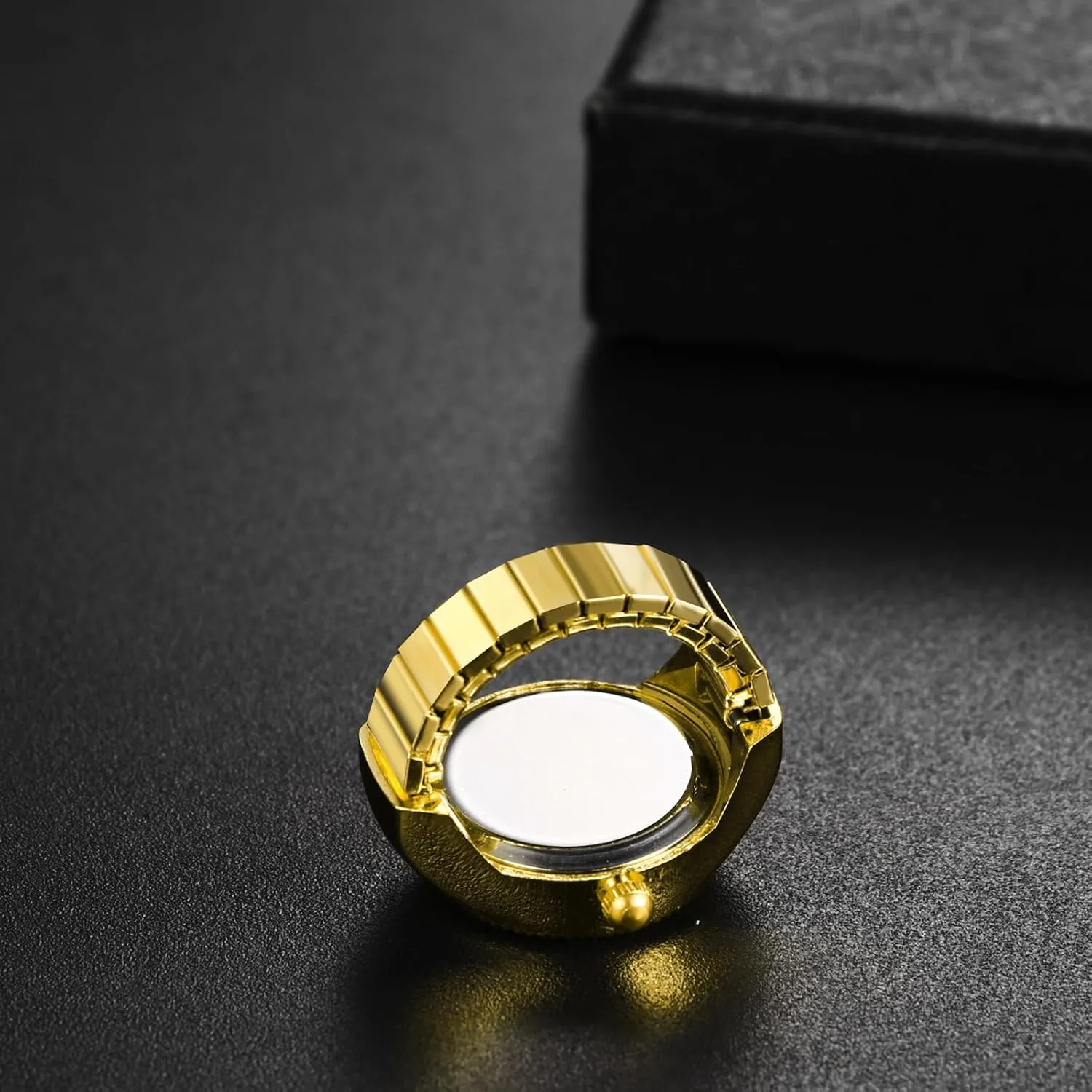 Avaner Stainless Steel Ring Watches: Elastic Band Mini Analog Quartz Gold Silver Finger Watches for Men and Women