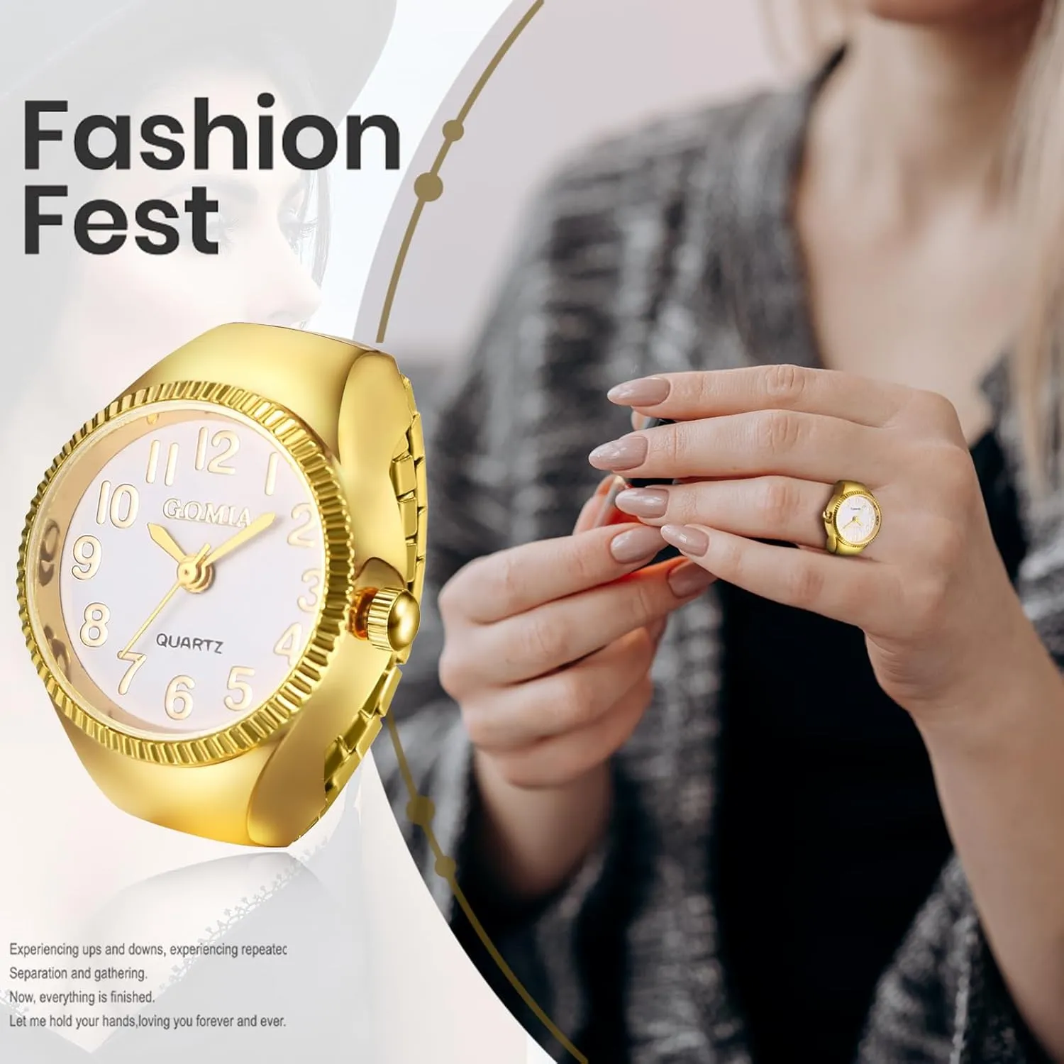 Avaner Stainless Steel Ring Watches: Elastic Band Mini Analog Quartz Gold Silver Finger Watches for Men and Women