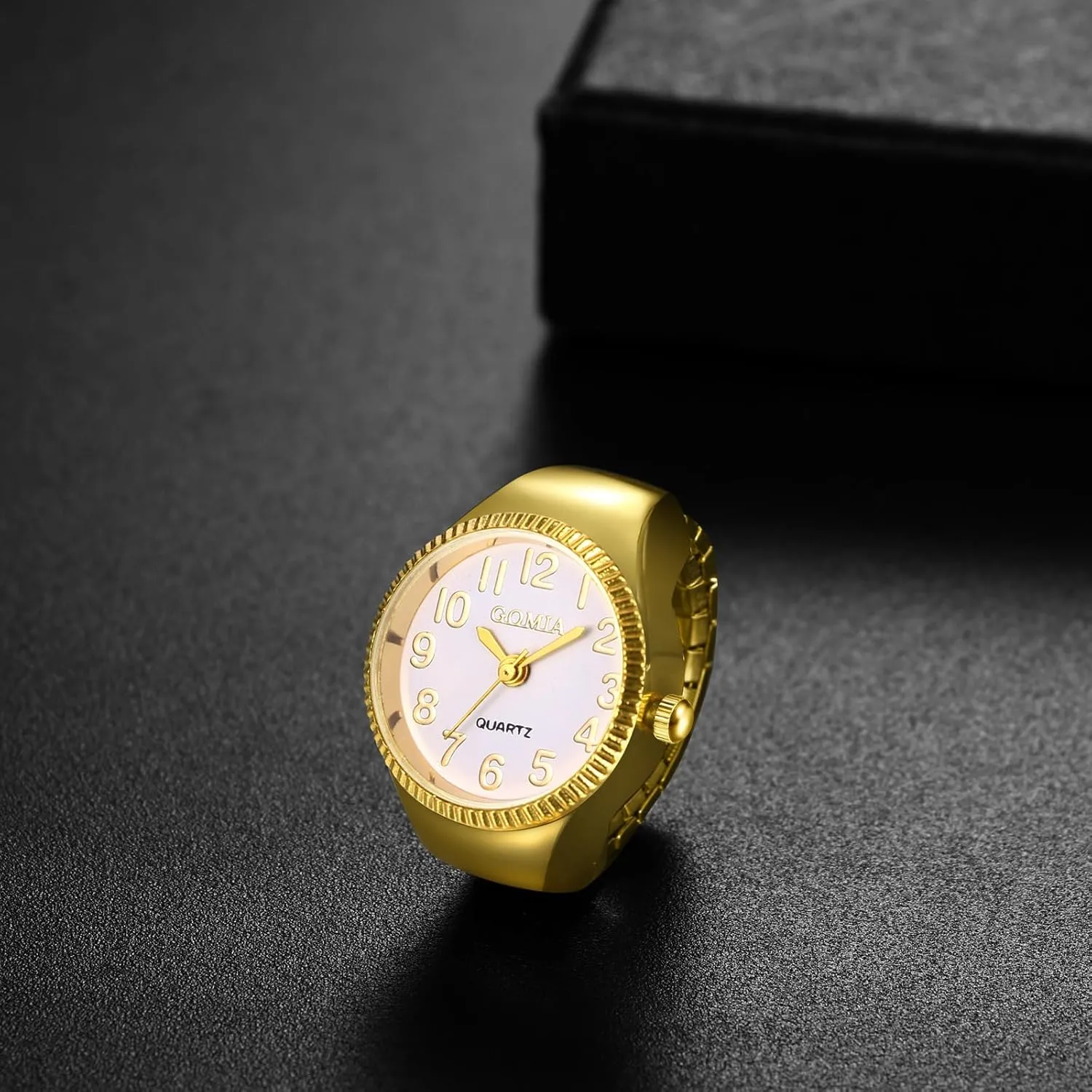 Avaner Stainless Steel Ring Watches: Elastic Band Mini Analog Quartz Gold Silver Finger Watches for Men and Women