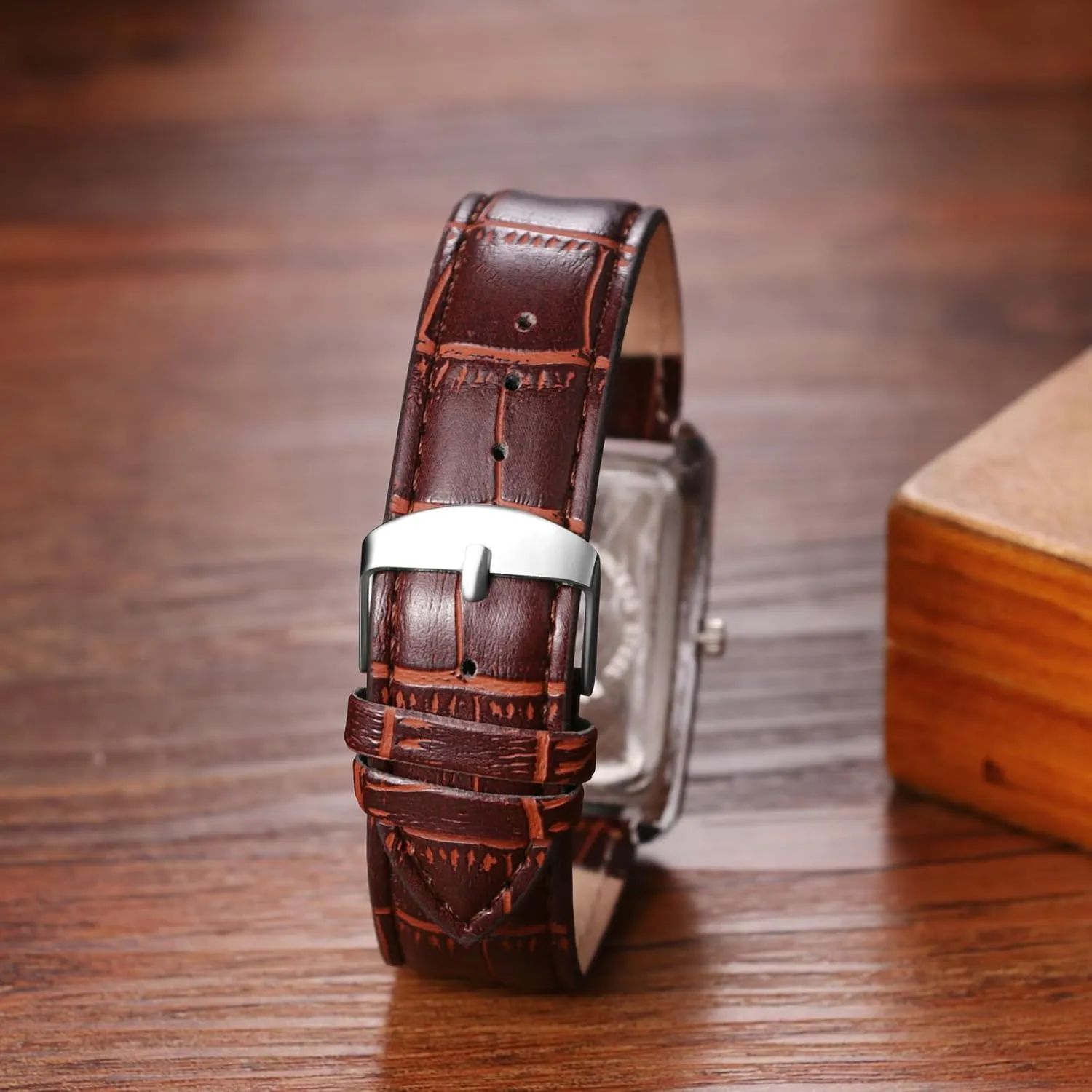 Avaner Vintage Square Wrist Watches: Analog Quartz Leather Business Casual Retro Watches for Men and Women