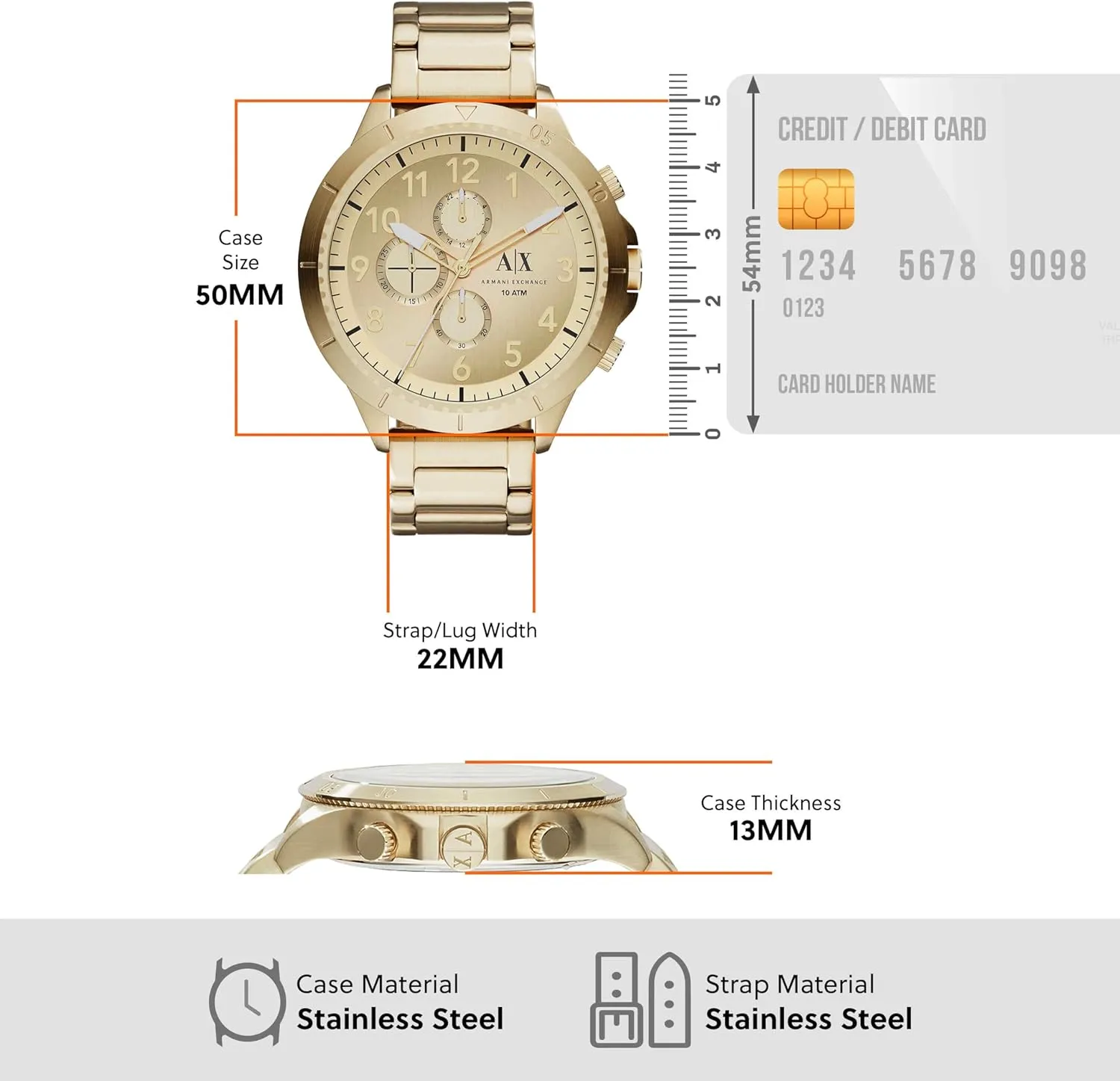 A|X Armani Exchange Chronograph Watch for Men with Stainless Steel, Silicone or Leather Band