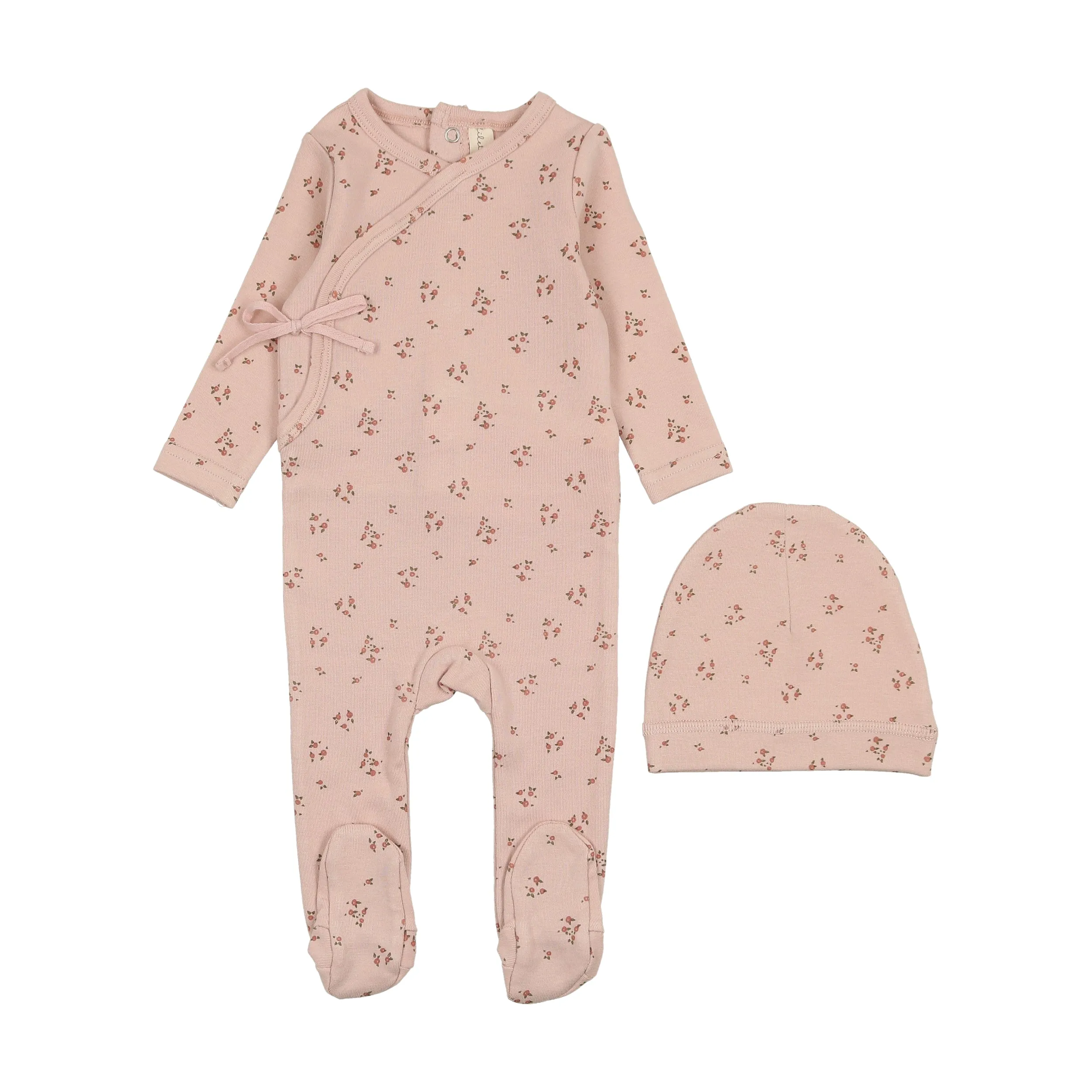 Baby Girl Footie   Hat | Dainty Floral | Shell Pink/Floral | Lil Legs | SS25