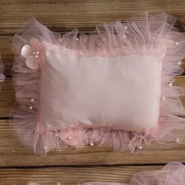 Babymoon | Set of 3 | Baby Floral Net Wrap,  Pillow & Bonnet | Baby Photography Props | Pink