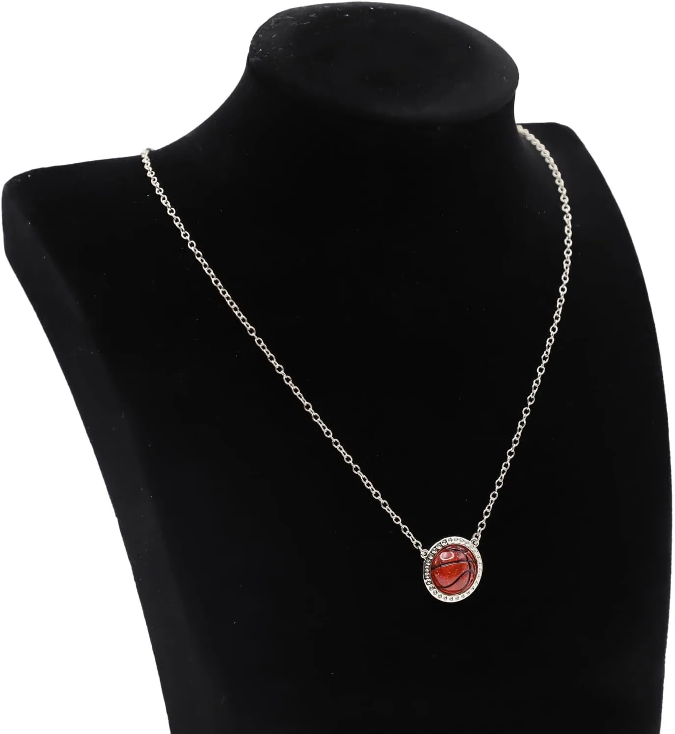 Basketball Pendant Necklace Sterling Silver Basketball Stuff Chain Basketball Accessories Jewelry Stackable Necklace for Teens, Jewelry for Player